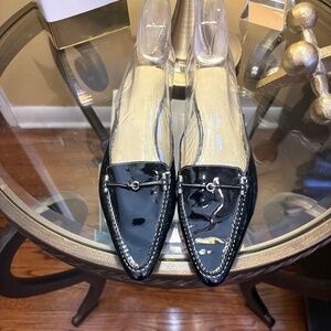 Cole Haan Black Patent Leather Kitten Heel Mules - 7.5M